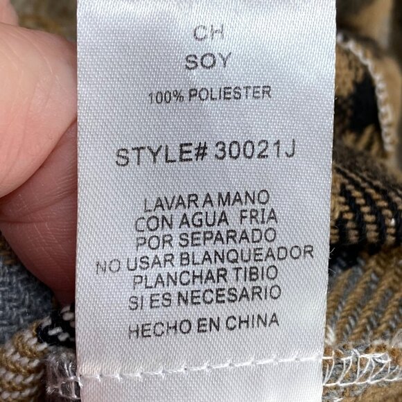 Pink Lily Plaid Button-Up Shacket S 100% Polyester Women's - Picture 5 of 5